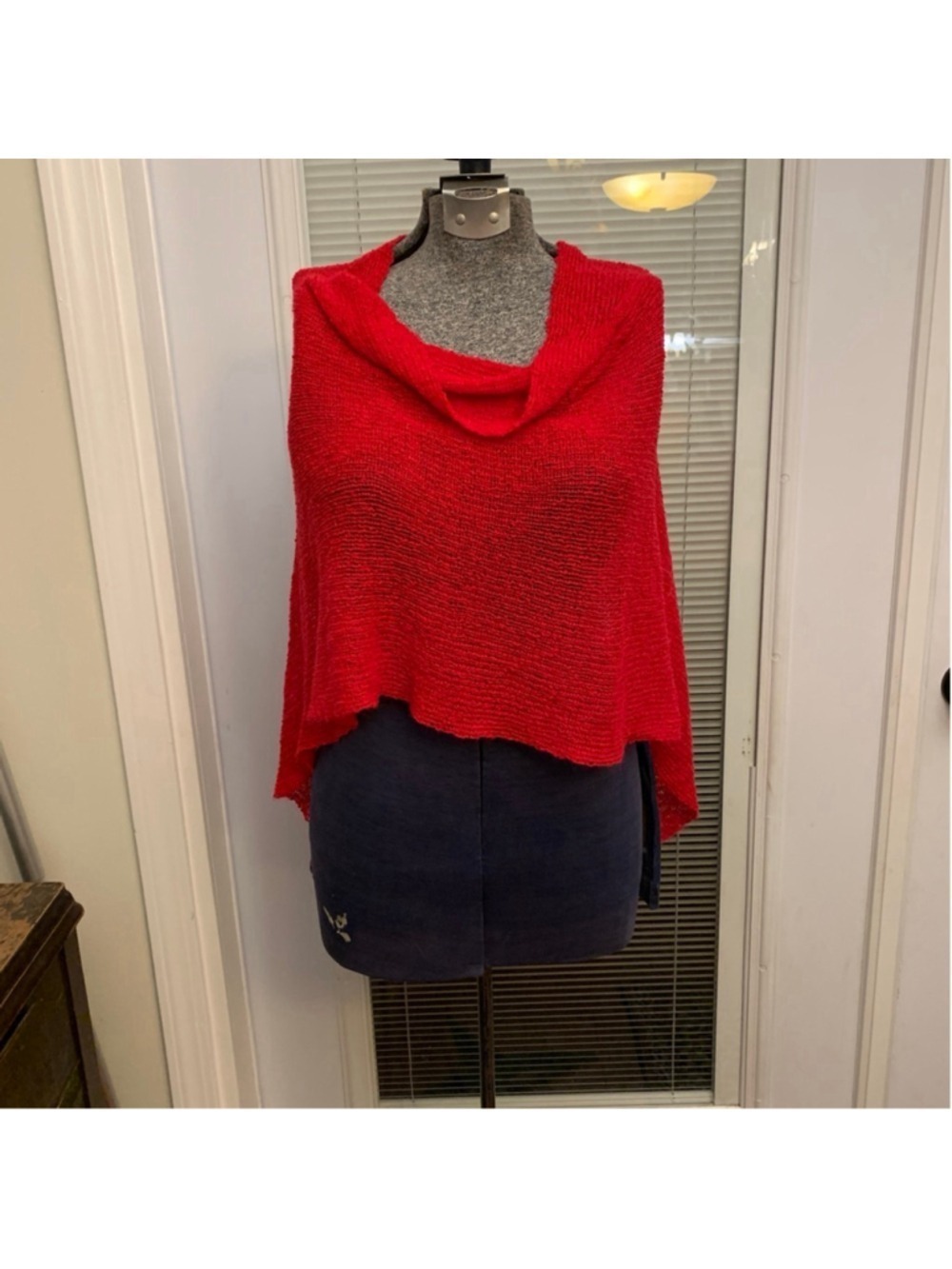 Women's Unbranded Red Knit Poncho one size